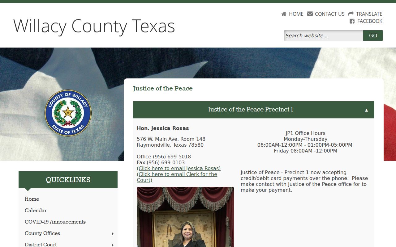 Willacy County criminal court cases justice court directory