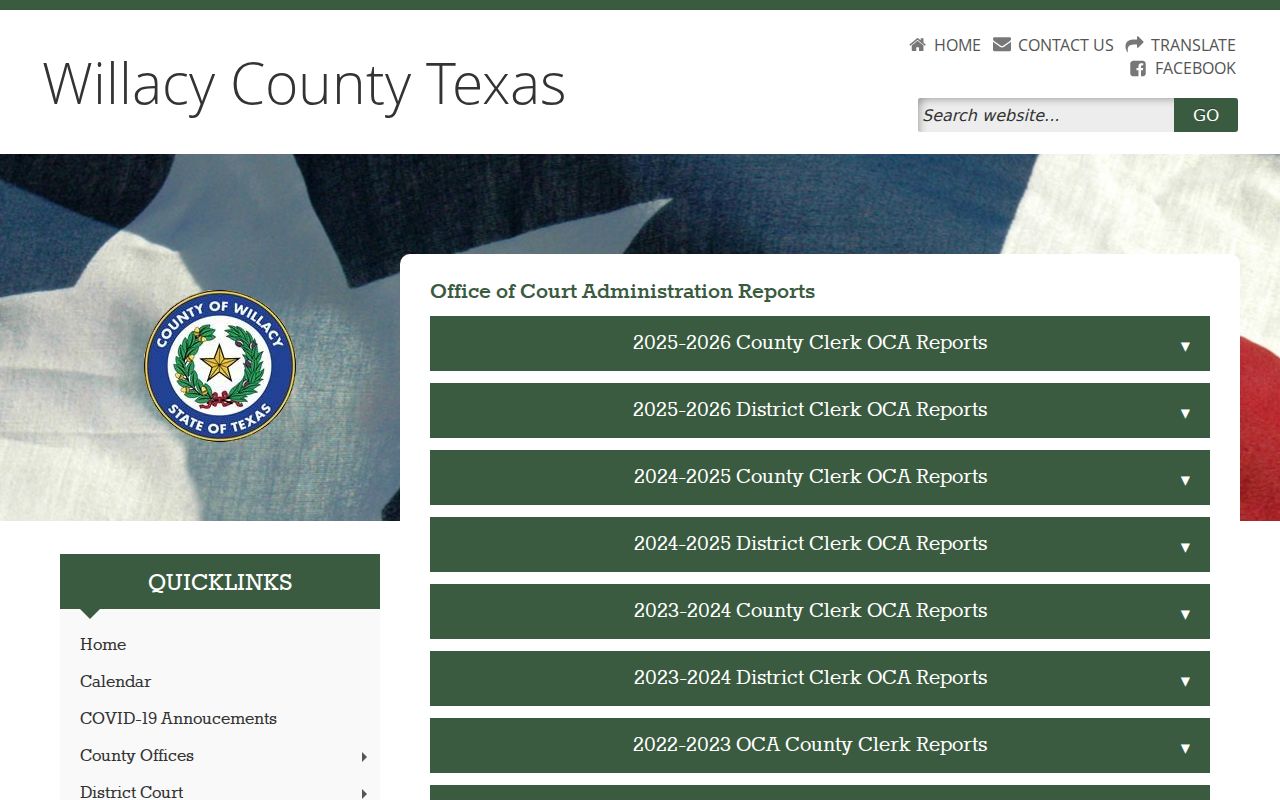 Willacy County criminal court cases monthly OCA reports