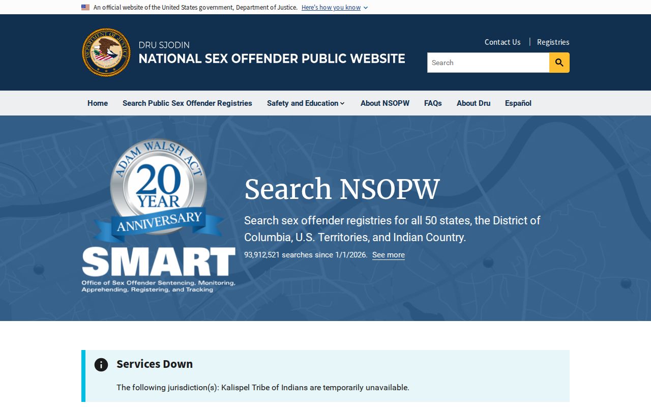 Willacy County sex offender search supplemented by the DOJ national registry